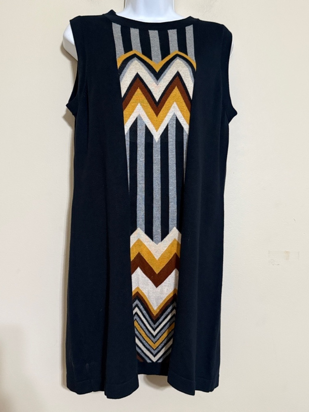Missoni for target Black Mini knit Dress  women L Chevron Panel Mustard  Brown